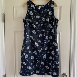 Vintage 90s Nightshade Hydrangea Silky Mini Dress Floral Lavender Blue 14 Slip